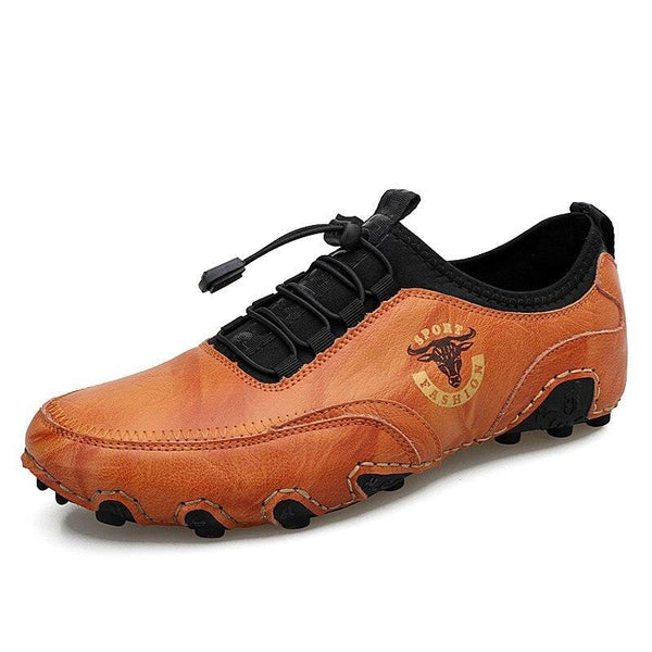 Kaegerel Men 's Fashion vintage manual Leather beanie pulpo Shoe Comfortable Driving Shoe