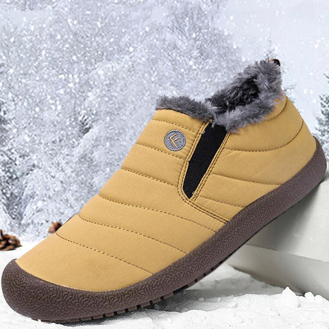 Kaegreel Men's Waterproof Warm Plush Lined Outdoor Snow Ankle Boots (People with wide/thick/arched feet are advised to choose a larger shoe.)