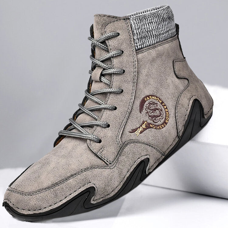 Kaegreel Men's Microfiber Leather Hand Stitching Comfy Soft Sock Boots