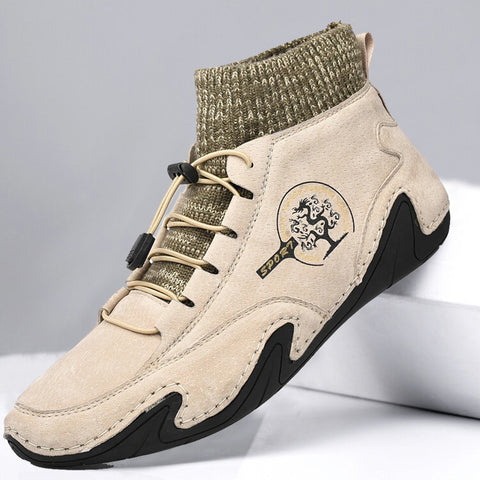 Kaegreel Men's Handmade Leather Comfy Soft Sock Ankle Boots