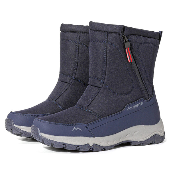Men's winter snow boots side zip, waterproof, non-slip, wear-resistant, thick and velvety warm