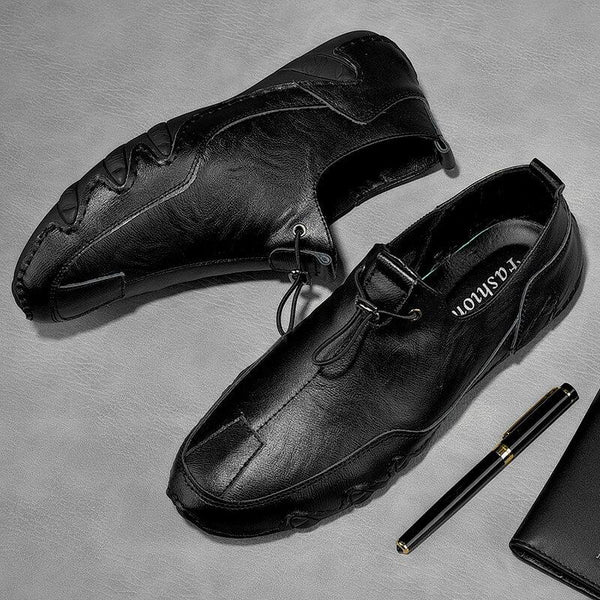 Men's Genuine Leather Non-Slip Elastic Pointed Casual Shoes