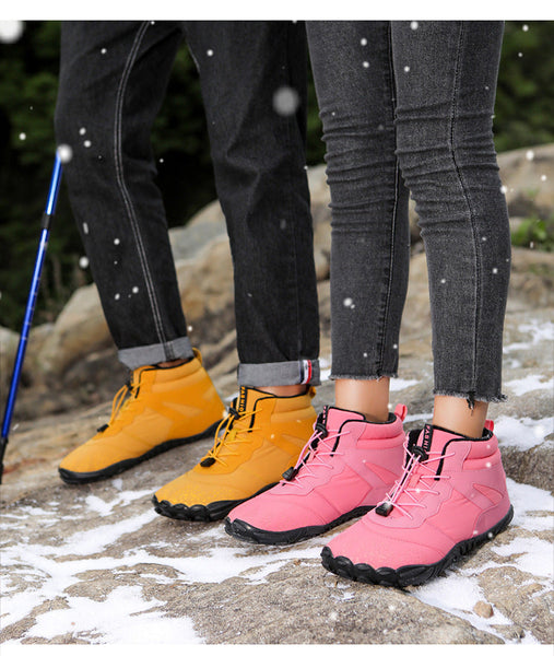 Women's Barefoot shoes Winter Waterproof Trail Running shoes Warm Lined Snow shoes Unisex Outdoor Non-slip Winter Boots