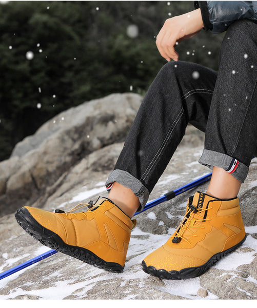 Women's Barefoot shoes Winter Waterproof Trail Running shoes Warm Lined Snow shoes Unisex Outdoor Non-slip Winter Boots