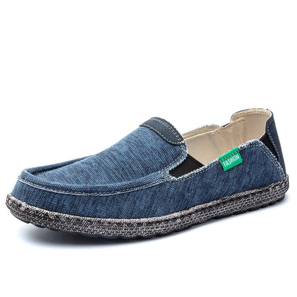 Men's Canvas Shoes Slip on Deck Shoes Casual Fabric Boat Shoes Non-Slip Casual Loafer Flat Outdoor