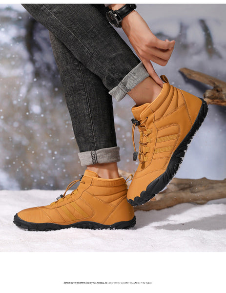 Men's Barefoot Shoes Winter Waterproof Trail Running Shoes Warm Lined Winter Shoes Unisex Outdoor Snow Boots Non-Slip Winter Boots