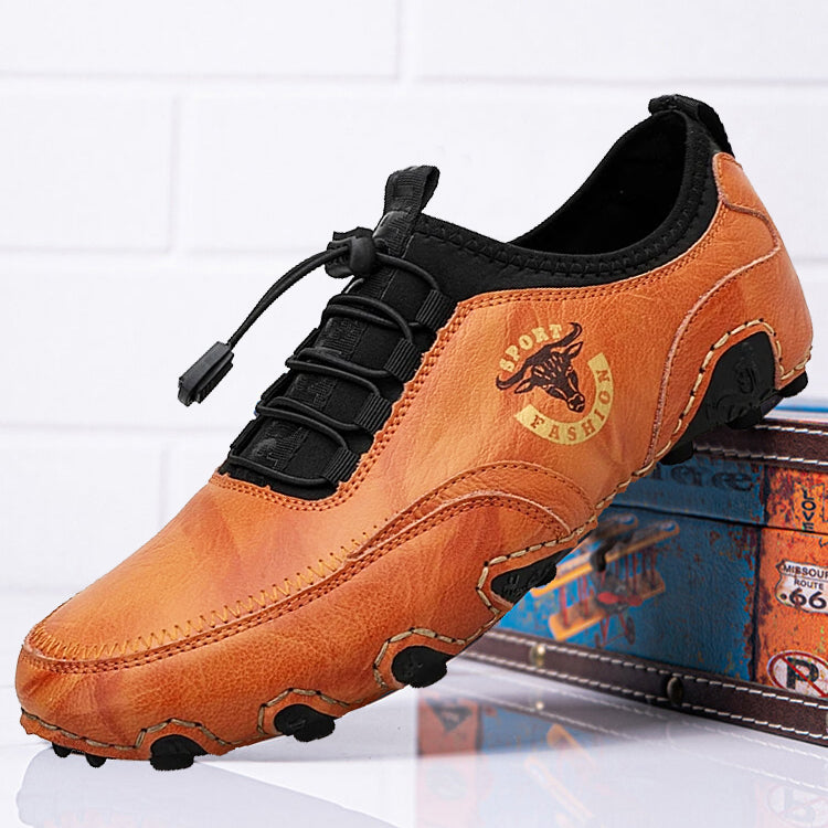 Kaegreel Men's Fashion Retro Handmade Leather Beanie Octopus Shoes Comfortable Driving Shoes