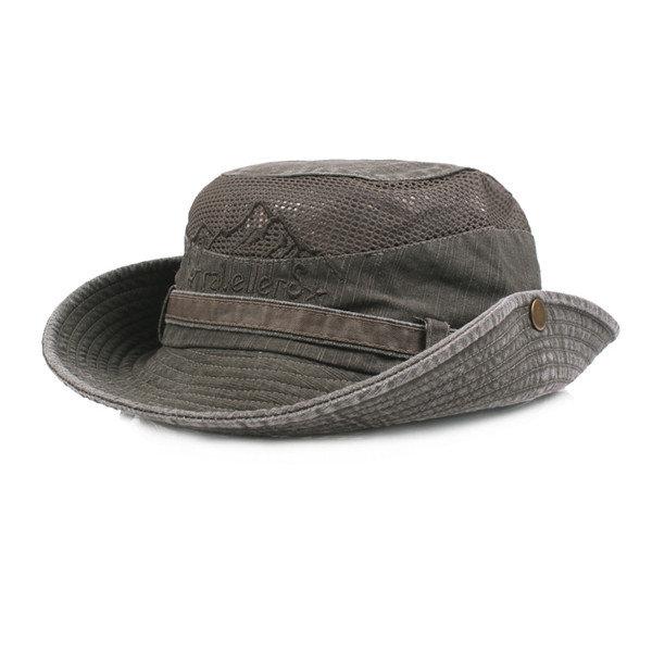 Men's Women's Cotton Embroidery Visor Bucket Bucket Hat Foldable Breathable Adjustable Chin Strap