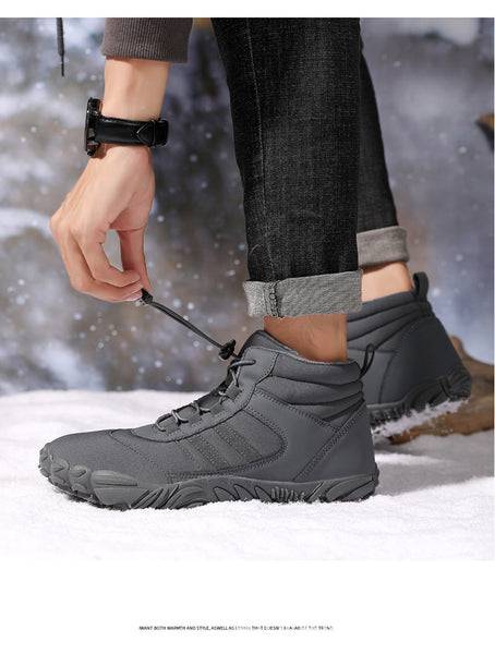 Men's Barefoot Shoes Winter Waterproof Trail Running Shoes Warm Lined Winter Shoes Unisex Outdoor Snow Boots Non-Slip Winter Boots