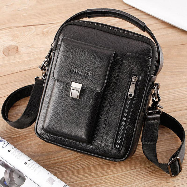 Men's genuine leather cowhide multifunction shoulder bag with large capacity shoulder bag