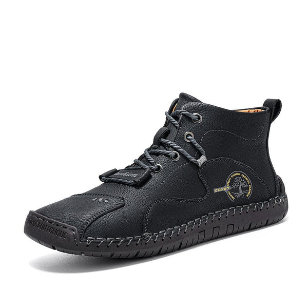 Men Microfiber Breathable Hand Seams Soft Bottom Non-slip Lace-Up Ankle Boots