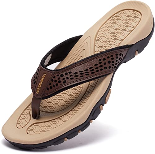 Men Sandals Leather Sport Flip Flops Comfort Casual Outdoor