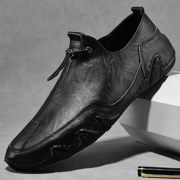Men's Genuine Leather Non-Slip Elastic Pointed Casual Shoes