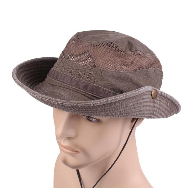 Men's Women's Cotton Embroidery Visor Bucket Bucket Hat Foldable Breathable Adjustable Chin Strap