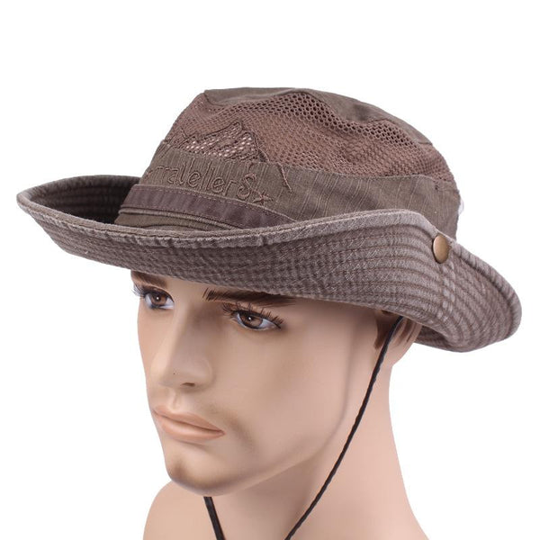 Men's Women's Cotton Embroidery Visor Bucket Bucket Hat Foldable Breathable Adjustable Chin Strap