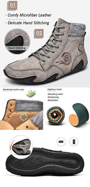 Kaegreel Microfiber En Cuir Microfibre Couture à la main Comfy Soft Sock Boots