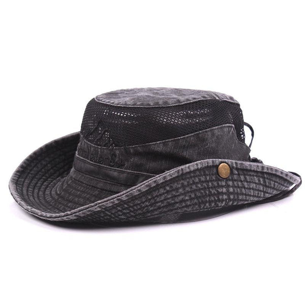 Men's Women's Cotton Embroidery Visor Bucket Bucket Hat Foldable Breathable Adjustable Chin Strap