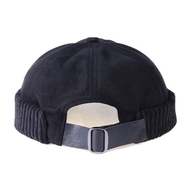 Men & Women Retro Rolled Cuff Brim Hat Skullcap Sailor Cap Worker Hat Adjustable