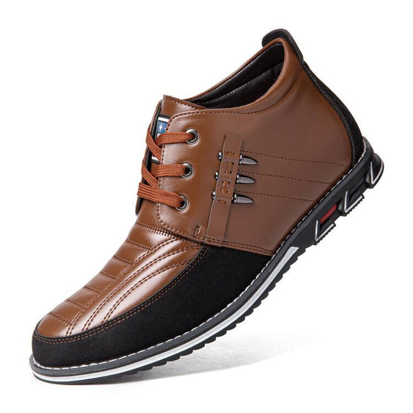 Мужские Microfiber кожаные заклепки на шнуровке Бизнес повседневные ботинки лодыжки (узкая ширина обуви, более широкий размер.)