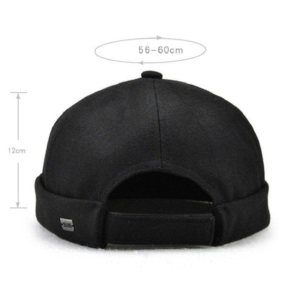 Men's Solid French Bucket Cap Flanging Skull Cap Sailor Cap Rolled Cuff Retro Fashion Brimless Hats
