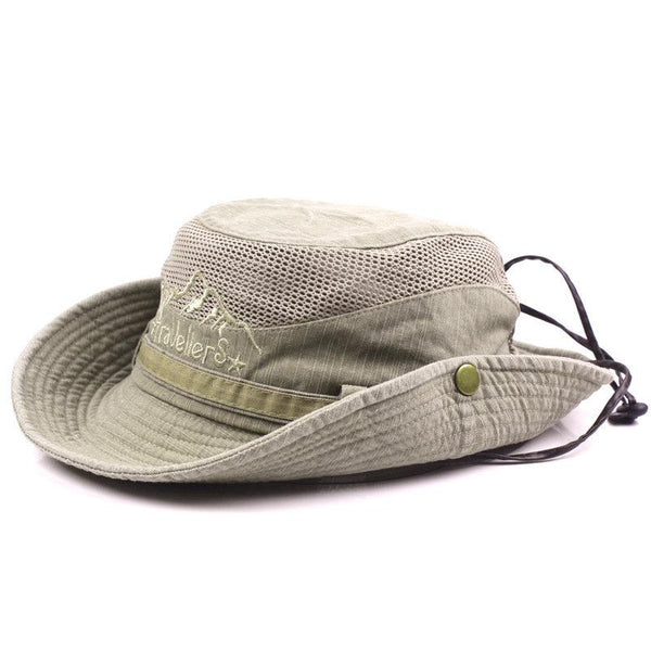 Men's Women's Cotton Embroidery Visor Bucket Bucket Hat Foldable Breathable Adjustable Chin Strap