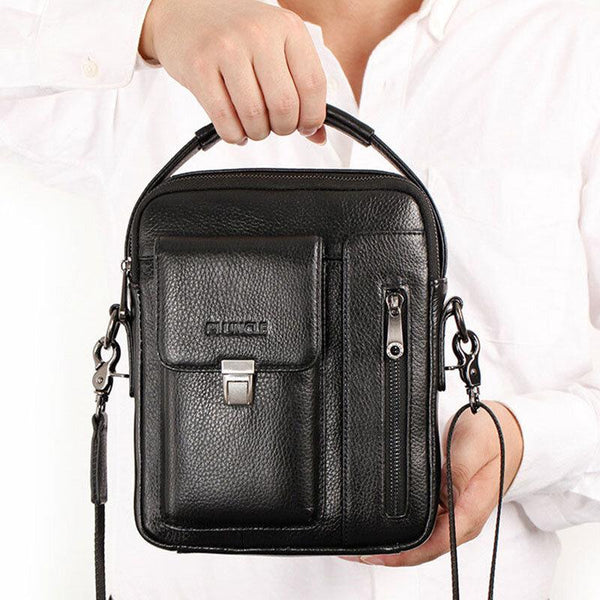 Men's genuine leather cowhide multifunction shoulder bag with large capacity shoulder bag