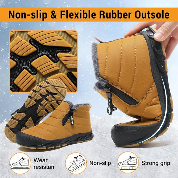 Men's Winter Shoes Warm Lined Snow Boots Zip short shaft boots Flat Outdoor Comfortable Non-slip Winter Boots