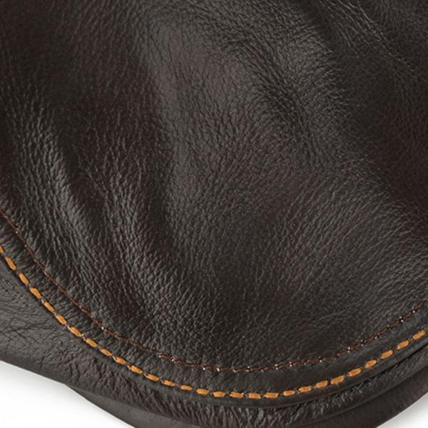 Men's Genuine Cowhide Leather Beret Caps Solid Casual Warm Forward Caps Adjustable