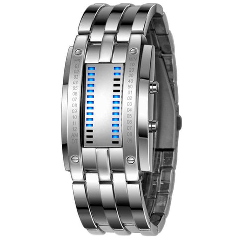 Moda uomo Guarda Impermeabile Data luminosa Display creativo LED Full Steel Watch Digital