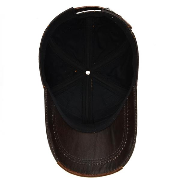 Men's Cowhide Leather Baseball Cap Casual Comfortable High Quality Sun Shade Leather Cap Adjustable