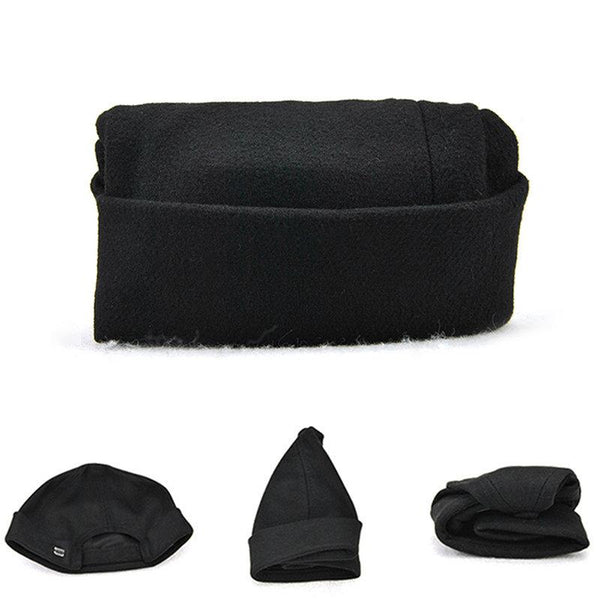 Men's Solid French Bucket Cap Flanging Skull Cap Sailor Cap Rolled Cuff Retro Fashion Brimless Hats