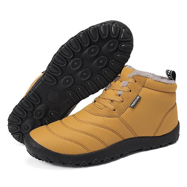 Kaegreel Grande taille Stripe Homme Étanche Doublure en peluche à rayures Bottines à rayures