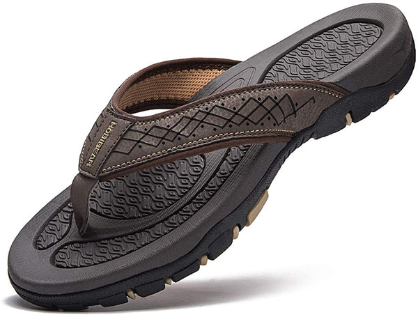 Men Sandals Leather Sport Flip Flops Comfort Casual Outdoor