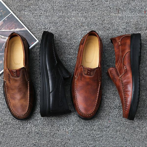 Kaegreel Men's Retro Color Leather Large Size Soft Sole Casual Shoes ...