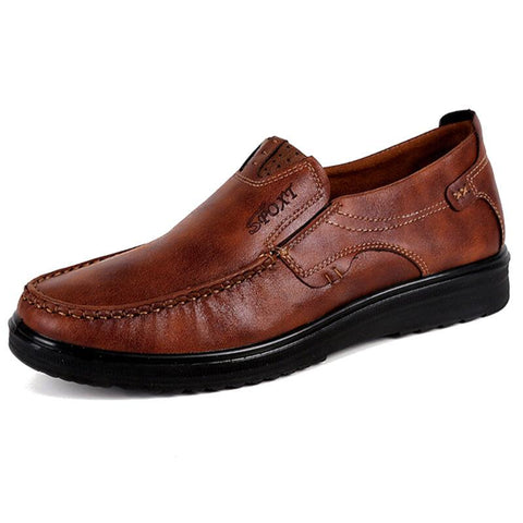 Zapatos casuales de cuero retro de gran tamaño con suela suave para hombres