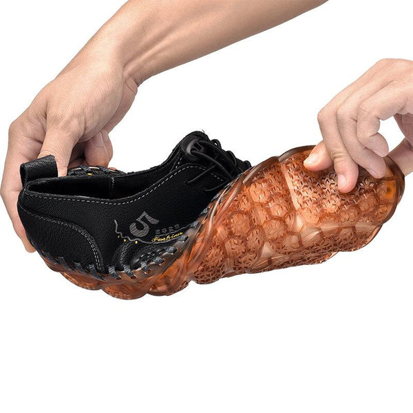 Kaegreel Herren Weiche Mikrofaser-Leder, atmungsaktive Hand näht Beiläufige Schuhe