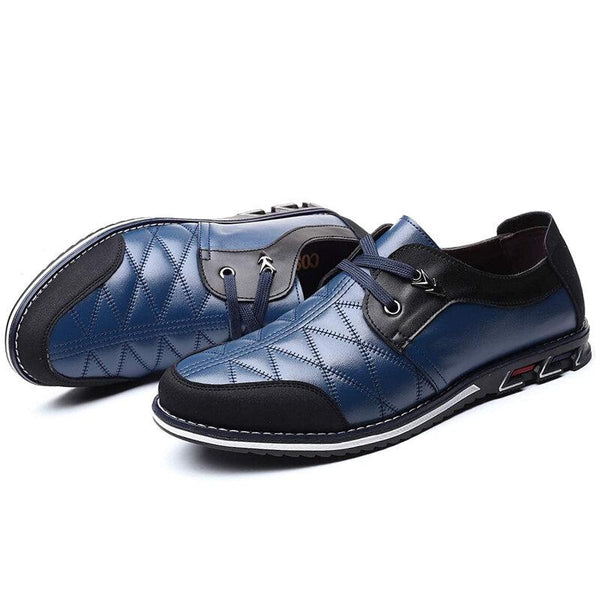 Kaegreel Men's Plaid Leather Soft Lace Up Comfy Casual Shoes