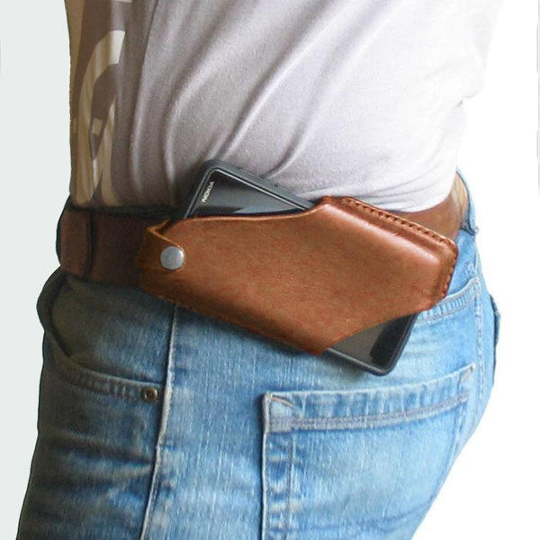 Men's PU Leather 4.7 Inch ~ 6.5 Inch Phone Bag Waist Bag Easy Carry EDC Bag for Outdoor Use