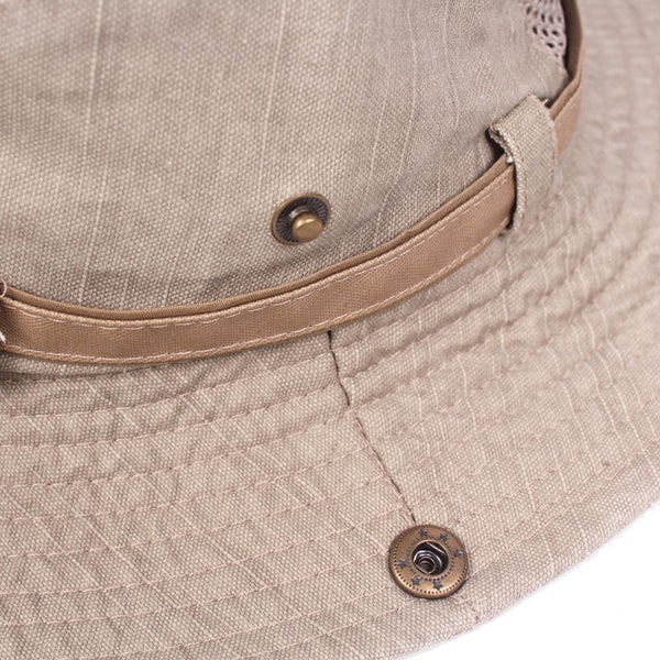 Men's Women's Cotton Embroidery Visor Bucket Bucket Hat Foldable Breathable Adjustable Chin Strap