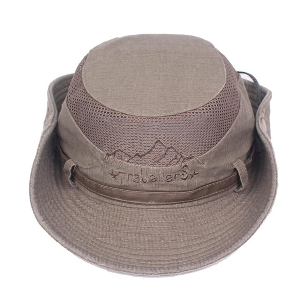 Men's Women's Cotton Embroidery Visor Bucket Bucket Hat Foldable Breathable Adjustable Chin Strap