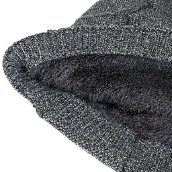 Inverno maschile Plus Velvet caldo Cappello a maglia Casual Casual Lettera NC Solid Skullies Berryie Hat