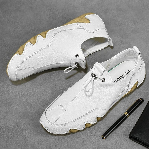 Men's Genuine Leather Non-Slip Elastic Pointed Casual Shoes