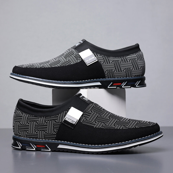Men's Suede Splicing Metal Buckle Slip On Soft Sole Business Casual Shoes