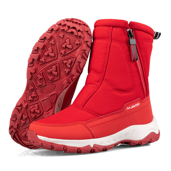 Women's winter snow boots side zip, waterproof, non-slip, wear-resistant, thick and velvety warm