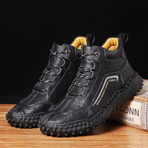 Men Hand Stitching Outdoor Rubber Toe Cap Work Style Ankle Boots