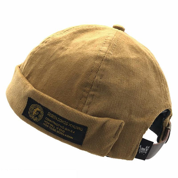 Men & Women Couples Adjustable Solid Cord Brim Hats Retro Crimping Bucket Cap