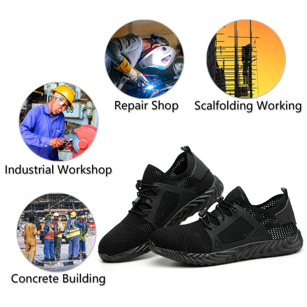 Zapatos de trabajo para hombres Malla transpirable Ligerable Cómodo de acero Seguridad Industrial Construcción Industrial Zapatos antideslizantes