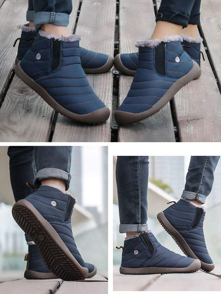 Men's Winter Snow Shoes Slip On Ankle Booties Anti Slip Waterproof Resistant Fur Lined Outdoor Sneakers