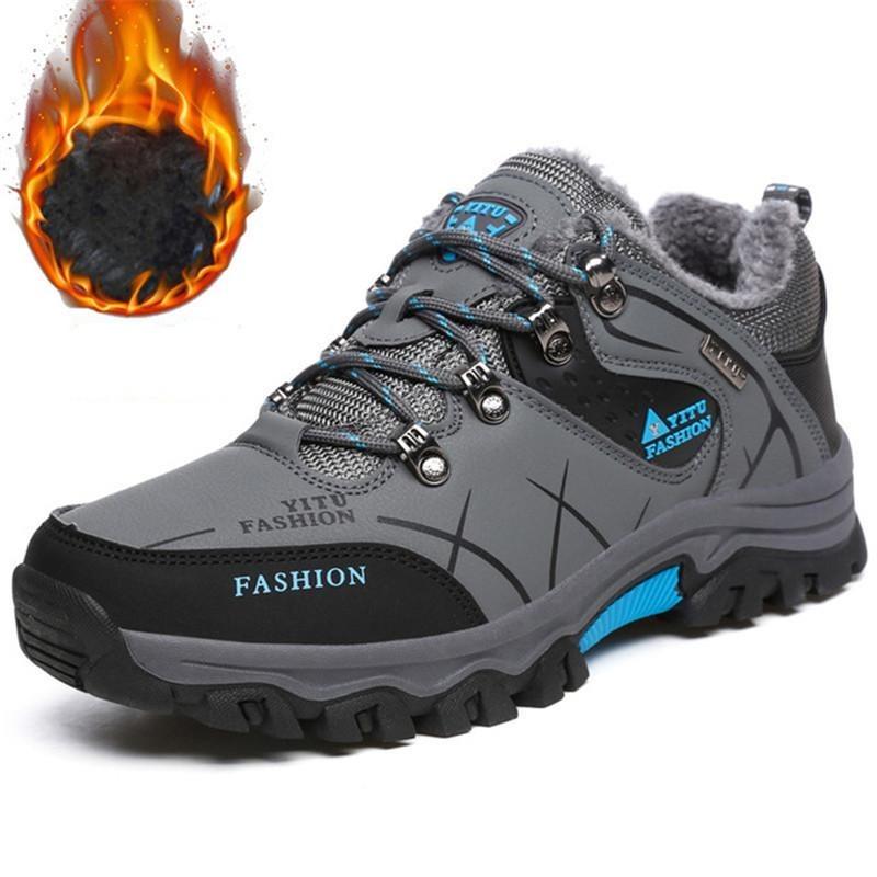 Kaegreel Men's Outdoor Non Slip Lace Up Plush Climbing Hiking Shoes ...