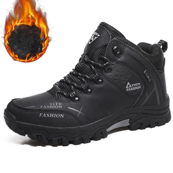 Kaegreel Herren Wasserdichte Leder Warme Outdoor-Wanderschuhe Arbeitsschuhe Winter Schneeschuhe